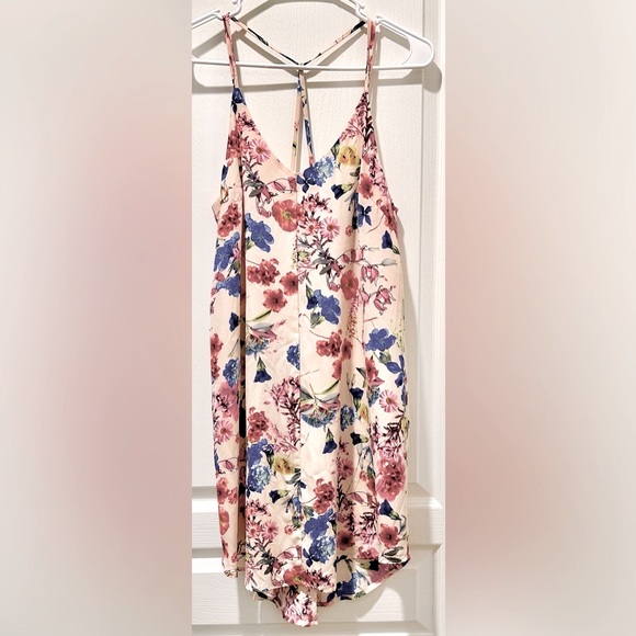 ASTR The Label Spring Garden Strappy Mini Slip Dress in Peach + Bright Floral - Picture 3 of 7